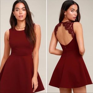 Lulus Original Red Wine Skater Dress